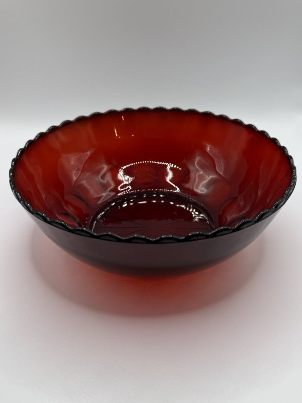 VTG Royal Ruby Anchor Hocking 'Thumbprint' Serving Bowl